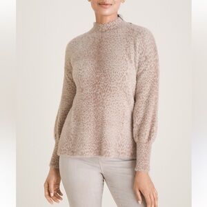 Chico’s NWT Animal Print Eyelash Mock Neck Sweater Size M